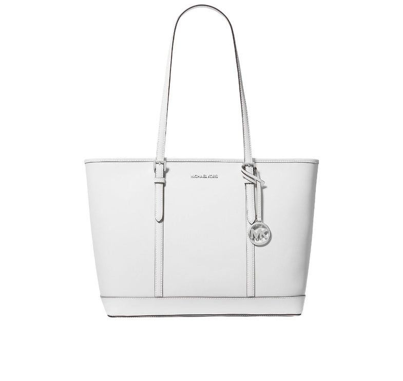 Michael Kors Women's Jet Set Travel Large Saffiano Leather Tote Bag Optic White