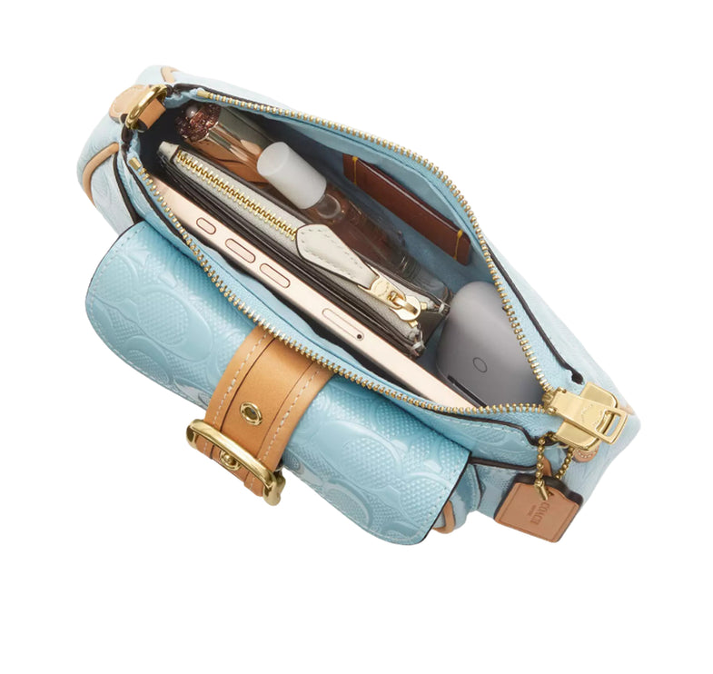 Coach Women's Ashton Mini Shoulder Bag In Signature Leather Gold/Light Blue