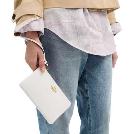 Coach Women's Large Corner Zip Wristlet Gold/Chalk