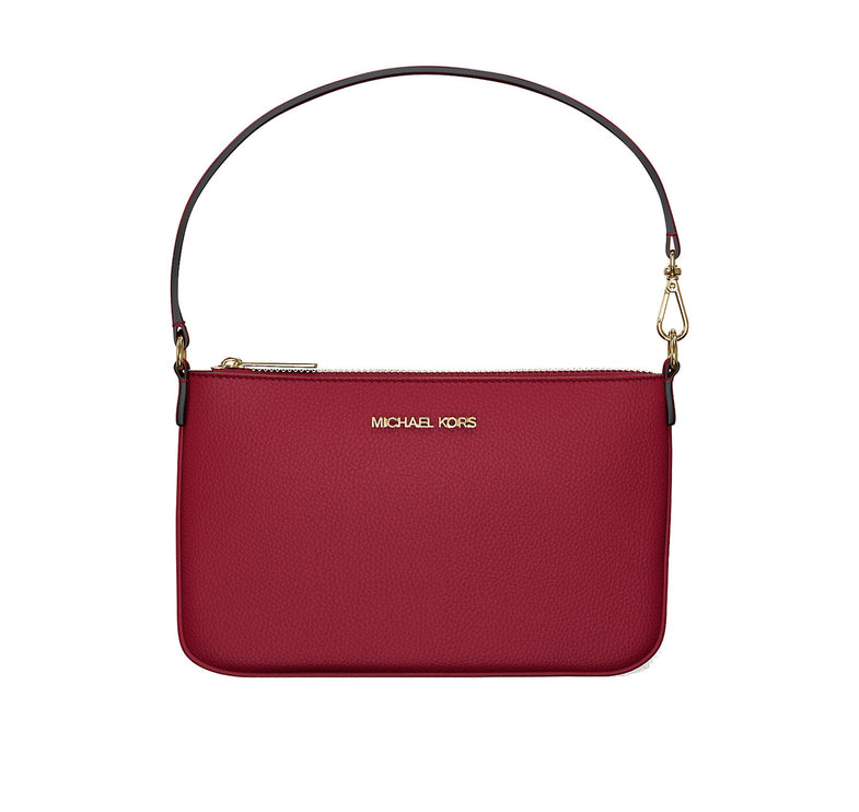 Michael Kors Women's Jet Set Small Pebbled Leather Convertible Wristlet Cherry