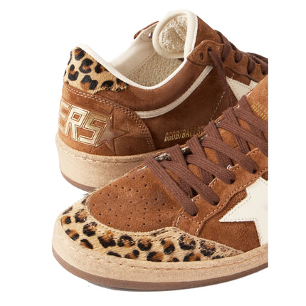 Golden Goose Women's Women's Ball Star in Leopard Print with Platinum Leather Star and White
