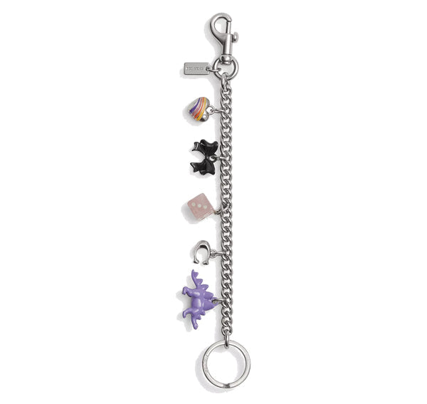 Coach Women's Motif Chain Bag Charm Silver/Multi