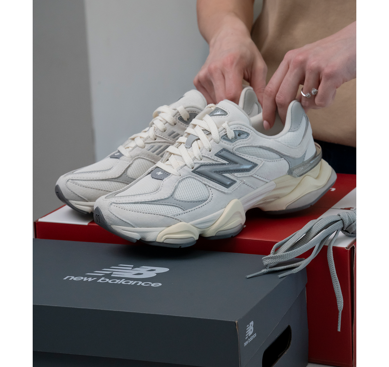 New Balance 9060 Sea Salt with Concrete and Silver Metallic U9060ECA