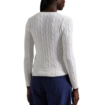 Polo Ralph Lauren Women's Cable-Knit Cotton V-Neck Sweater White