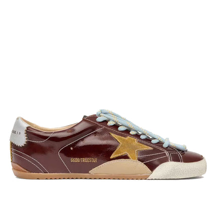 Golden Goose Women's True Star in Burgundy Naplak with Suede Star and Silver Nappa Heel Tab