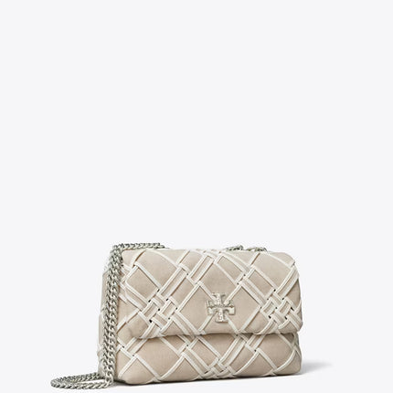 Tory Burch Women's Small Kira Woven Canvas Convertible Shoulder Bag Natural / Blanc