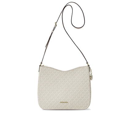 Michael Kors Women's Nayla Medium Signature Logo Messenger Bag Light Cream Multi