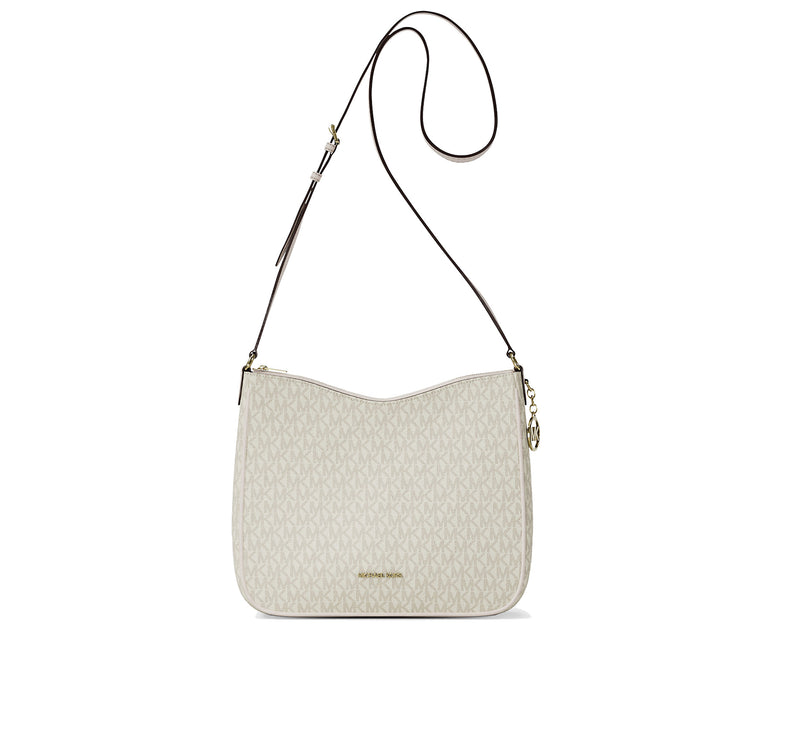 Michael Kors Women's Nayla Medium Signature Logo Messenger Bag Light Cream Multi