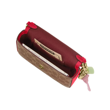 Coach Women's Mini Josie Top Handle Bag In Signature Canvas Gold/Tan/Carnation