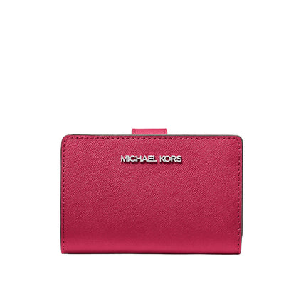 Michael Kors Women's Jet Set Medium Saffiano Leather Wallet Dark Raspberry