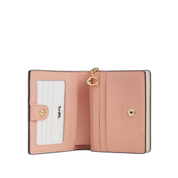 Coach Women's Snap Wallet In Signature Canvas With Floral Print Gold/Sand Multi