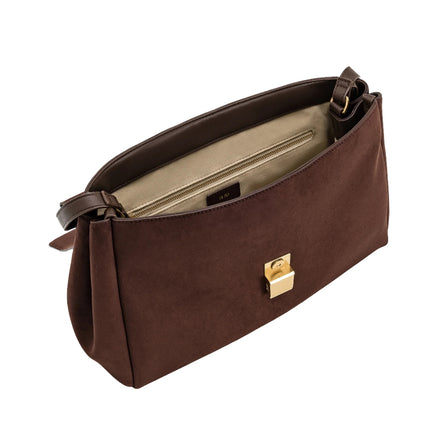 JW PEI Women's Hilary Faux Suede Shoulder Bag Dark Brown