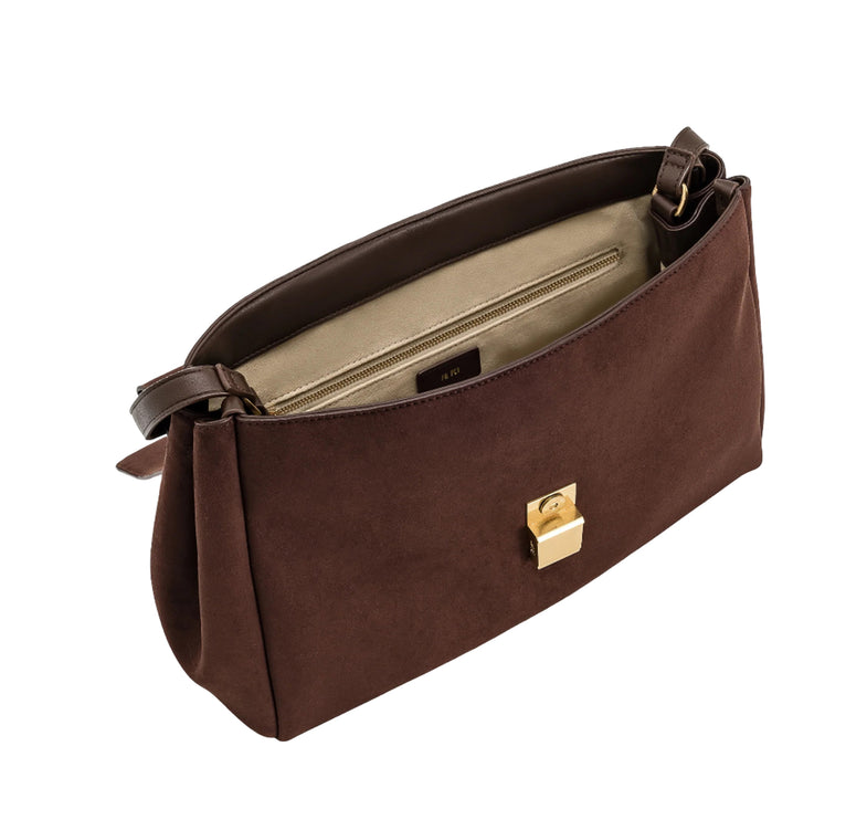 JW PEI Women's Hilary Faux Suede Shoulder Bag Dark Brown