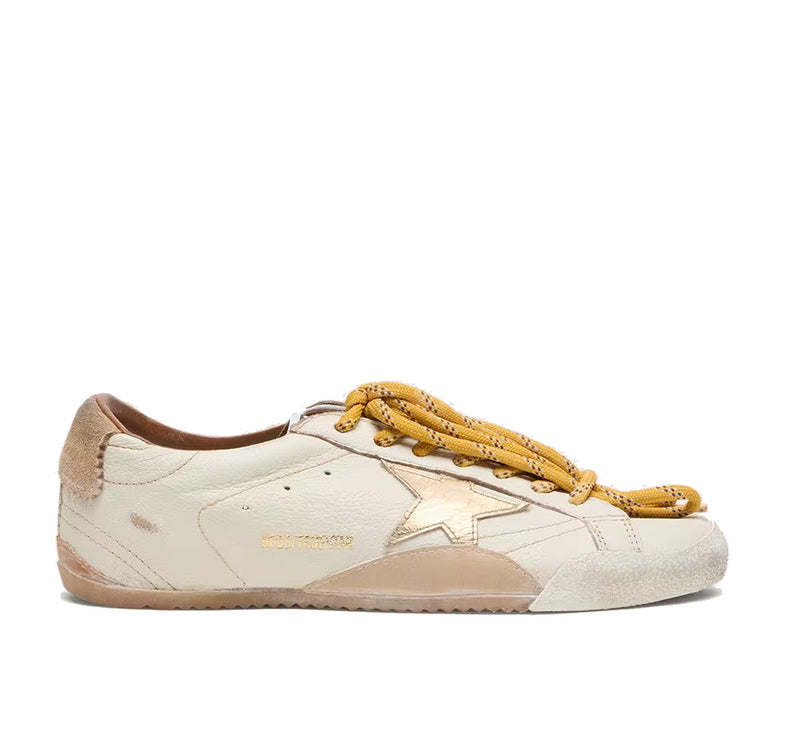 Golden Goose Women's True Star in White Nappa Leather with Gold Star and Beige