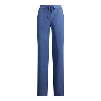 Polo Ralph Lauren Women's Linen Wide-Leg Pant Carson Blue