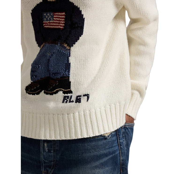 Polo Ralph Lauren Women's Polo Bear Hooded Sweater Parchment Cream