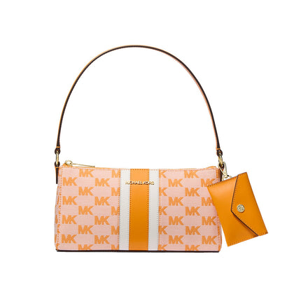 Michael Kors Women's Vincent Medium Logo Jacquard Pochette with Card Case Pop Orange