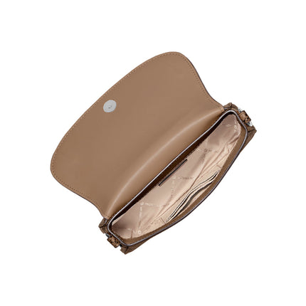 Michael Kors Women's Mila Small Snake Embossed Convertible Crossbody Bag Driftwood