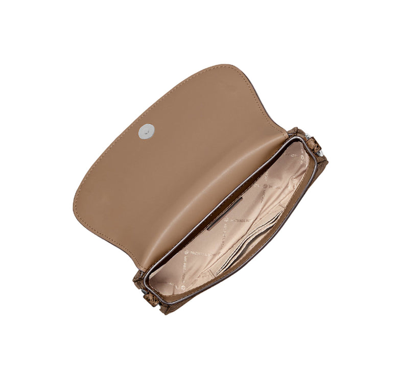 Michael Kors Women's Mila Small Snake Embossed Convertible Crossbody Bag Driftwood