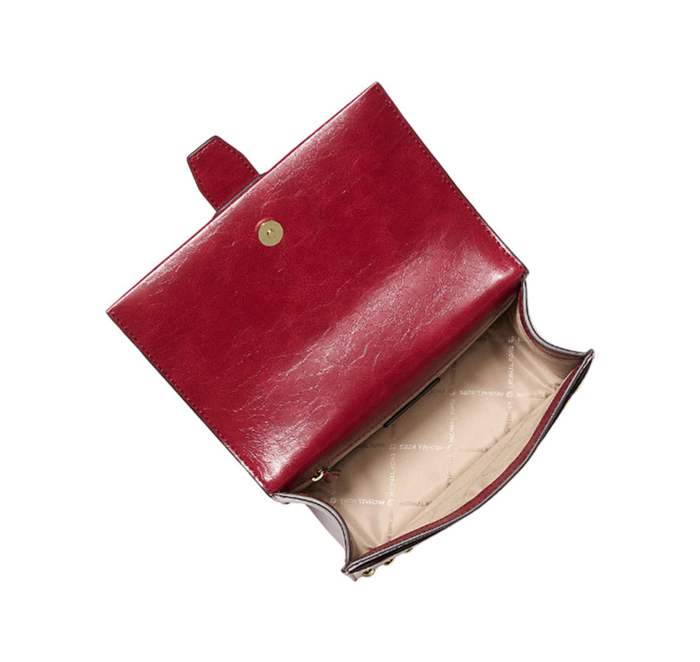 Michael Kors Women's Greenwich Small Studded Distressed Crossbody Bag Cherry