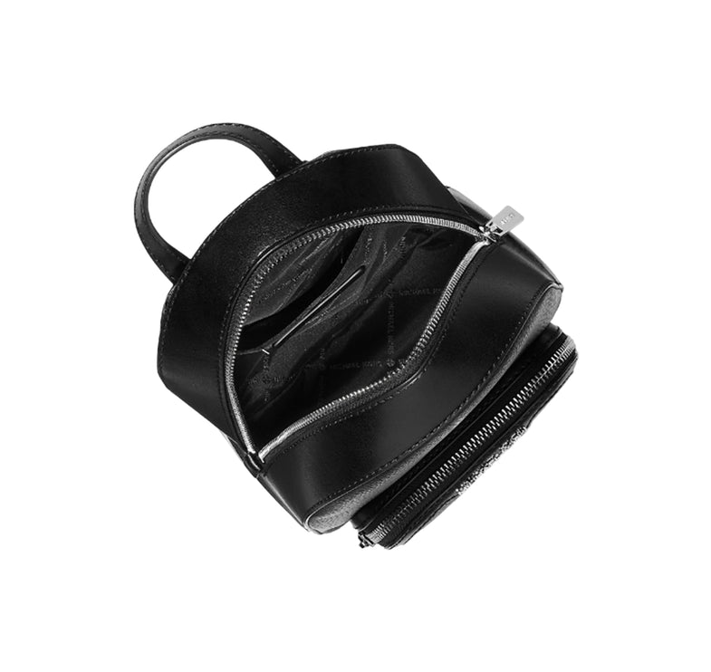 Michael Kors Women's Jaycee Extra-Small Pebbled Leather Convertible Backpack Silver/Black