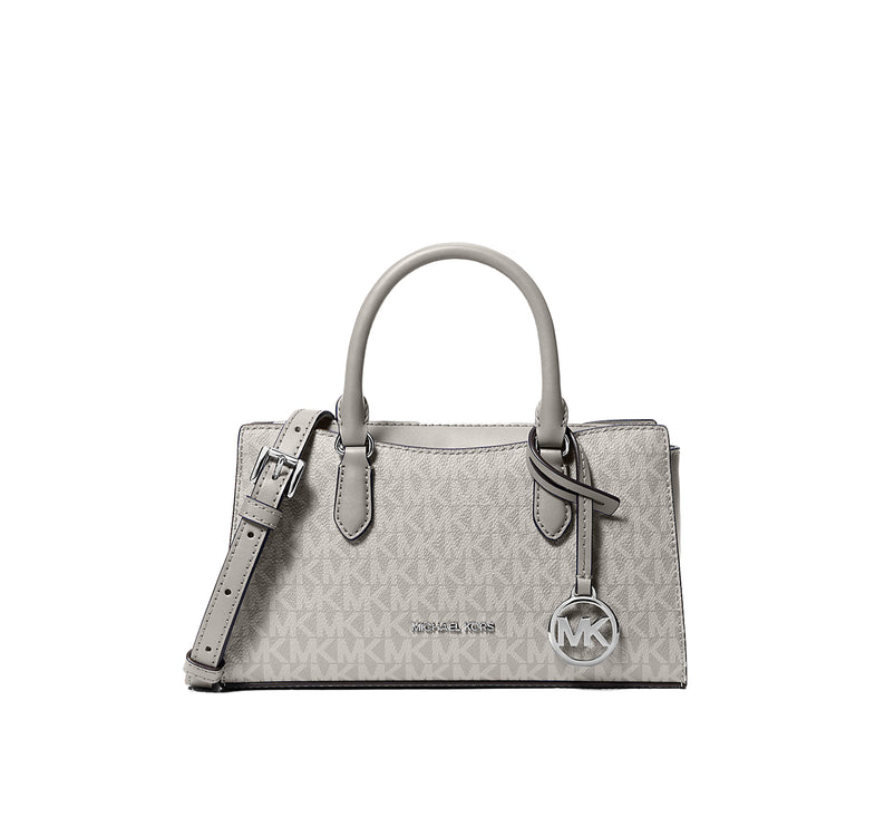 Michael Kors Women's Arden Small Signature Logo Messenger Bag Pearl Grey