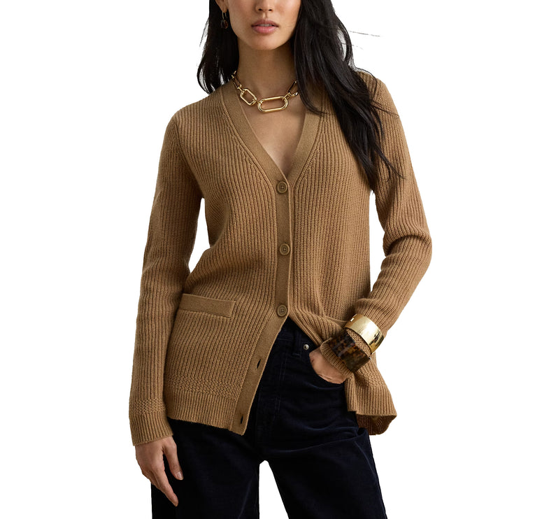 Polo Ralph Lauren Women's Rib-Knit Wool-Cashmere Cardigan Lauren Camel
