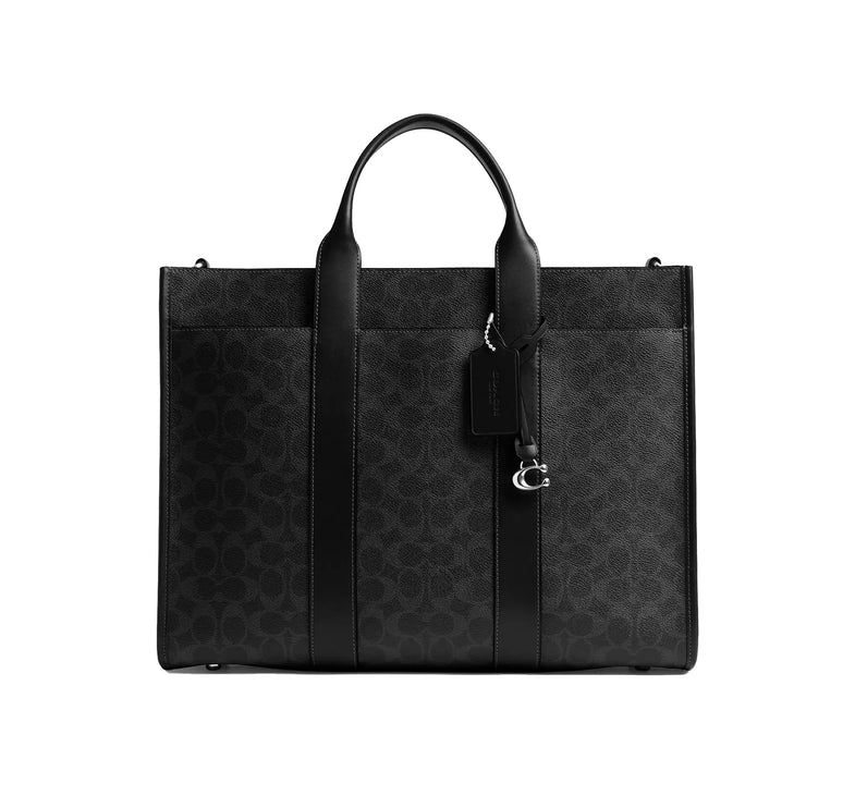 Coach Unisex Wesley Tote In Signature Canvas Black