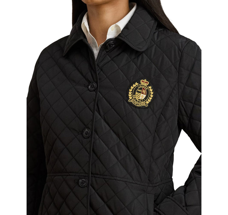 Polo Ralph Lauren Women's Crest-Patch Quilted Hooded Jacket Black