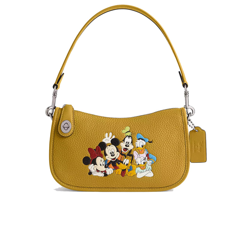 Coach Women's Disney X Coach Swinger Bag In Regenerative Leather With Mickey Mouse And Friends Silver/Flax Multi