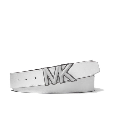 Michael Kors Unisex Cut To Size Logo Buckle Leather Belt Bright White