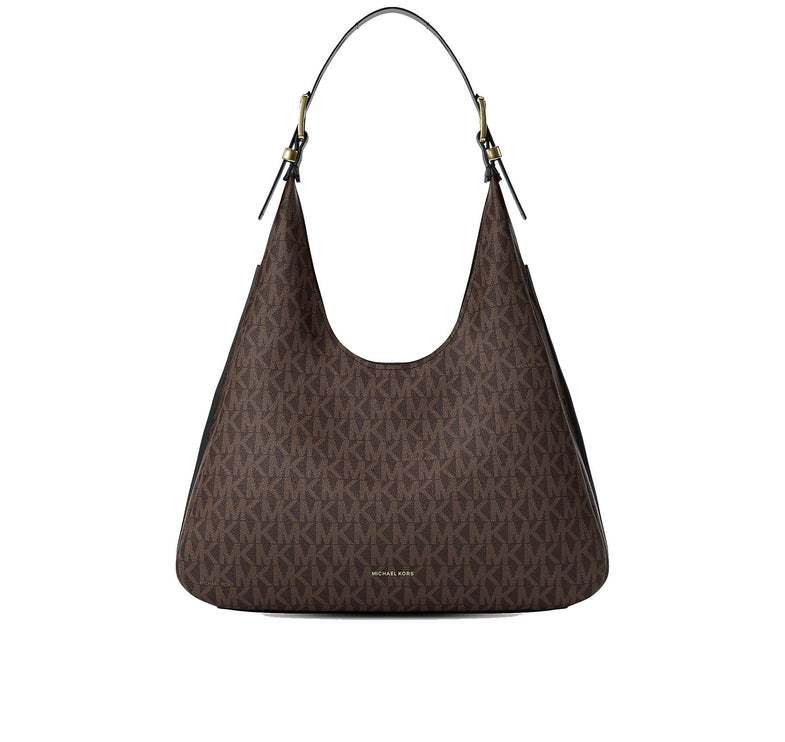 Michael Kors Women's Nolita Large Signature Logo Shoulder Bag Brown/Black