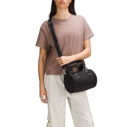 lululemon Women's Knit Nylon Mini Barrel Duffle Bag 5L Black/Silver