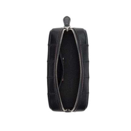 Coach Women's Cosmetic Pouch In Checkerboard Upcrafted Leather Black