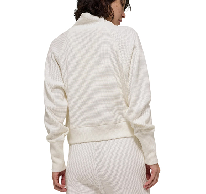 alo Women's Waffle Weekend Escape Mock Neck Long Sleeve Ivory