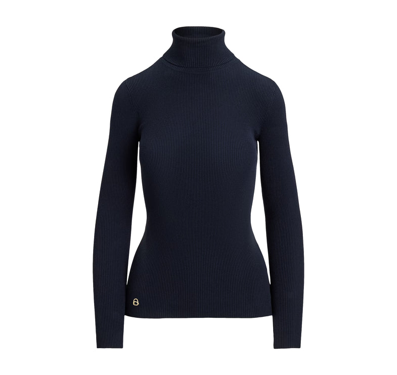 Polo Ralph Lauren Women's Cotton-Blend Ribbed Turtleneck Lauren Navy