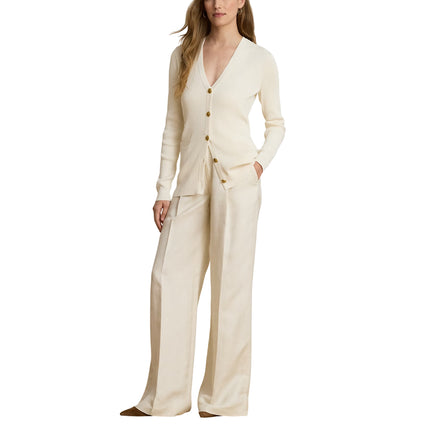 Polo Ralph Lauren Women's Rib-Knit V-Neck Cardigan Mascarpone Cream