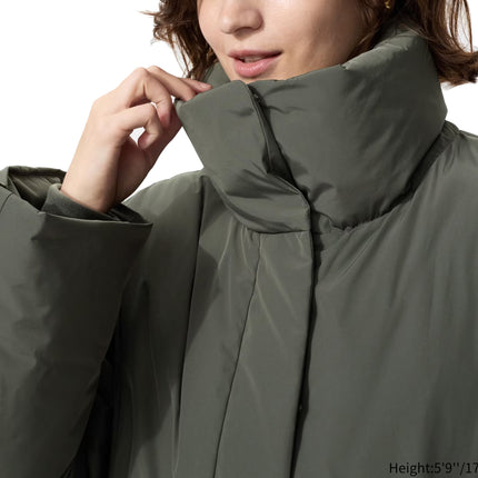 Uniqlo Women's Non-Quilted Down Short Coat 57 Olive