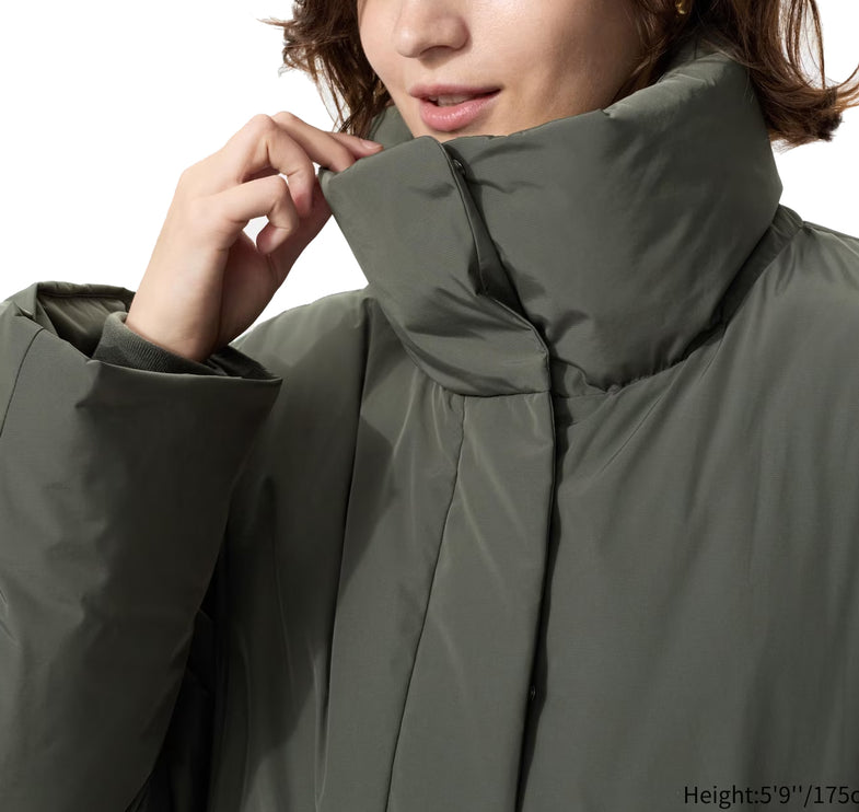 Uniqlo Women's Non-Quilted Down Short Coat 57 Olive