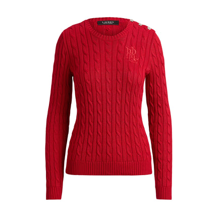 Polo Ralph Lauren Women's Button-Trim Cable-Knit Sweater Ralph Red