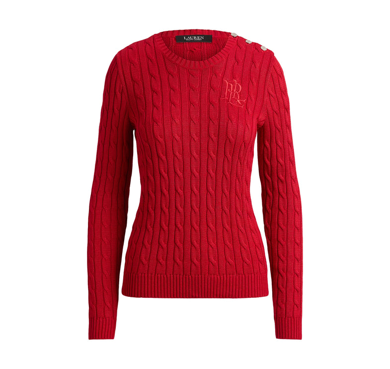 Polo Ralph Lauren Women's Button-Trim Cable-Knit Sweater Ralph Red