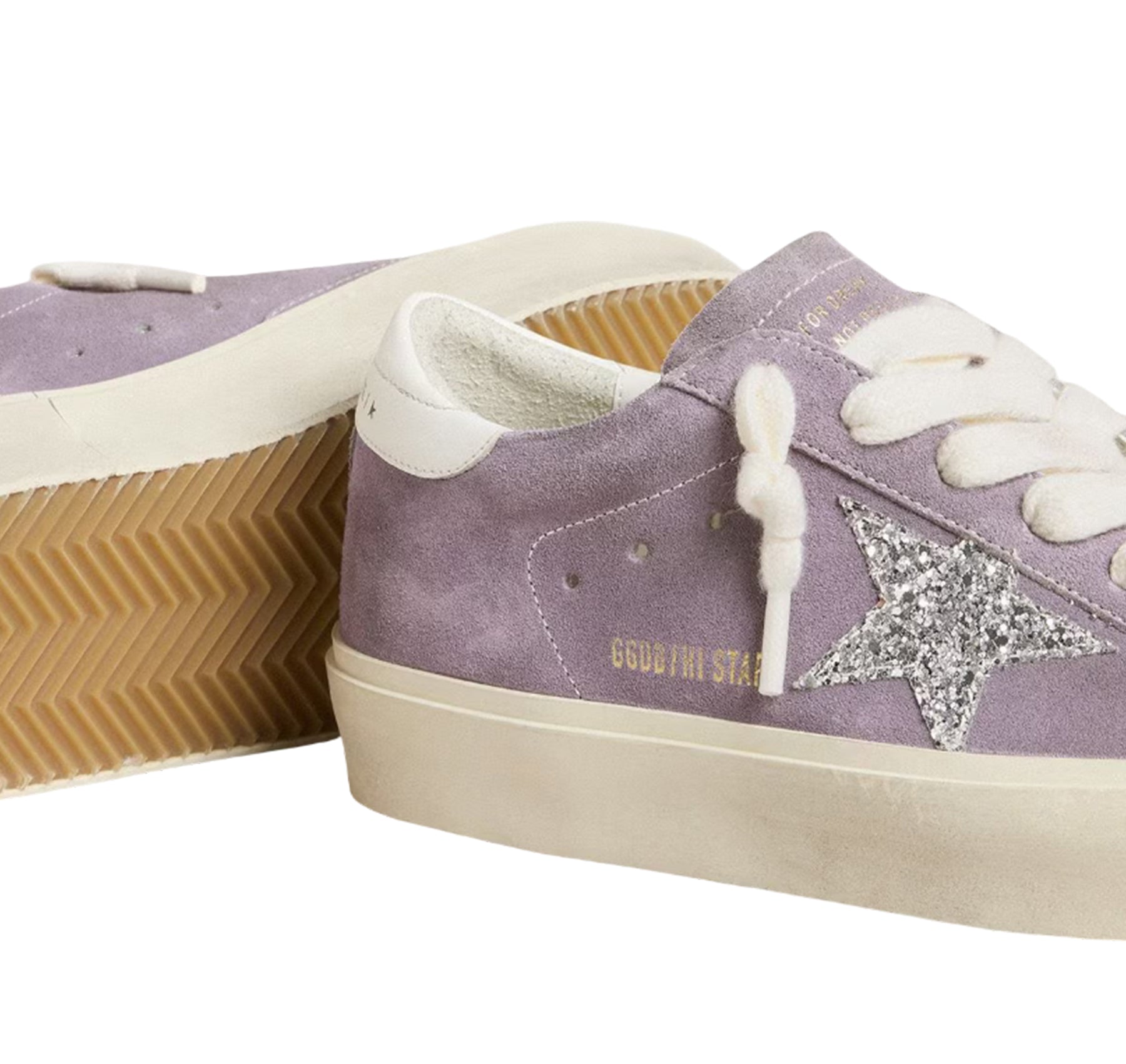 Golden Goose Women's Hi Star in Purple Suede with Silver Glitter