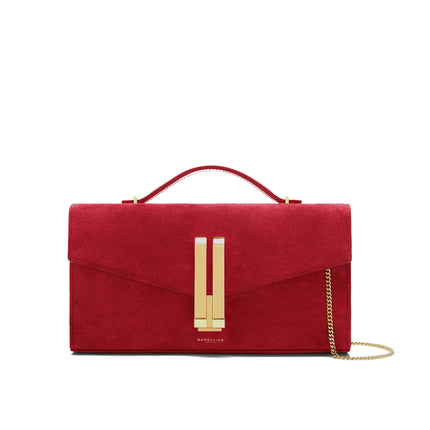 DeMellier London Women's The Vancouver Clutch Berry Red Suede