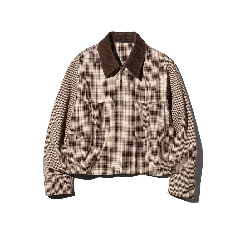 Uniqlo Unisex Zip Up Short Jacket | Check 34 Brown