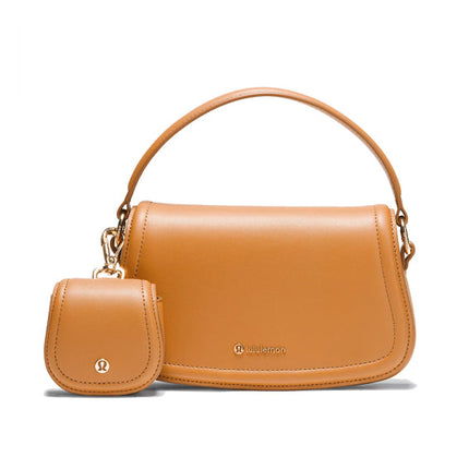 lululemon Unisex Leather Alternative Mini Bag 1.2L Chestnut Brown/Gold