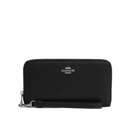 Coach Women's Long Zip Around Wallet Silver/Black