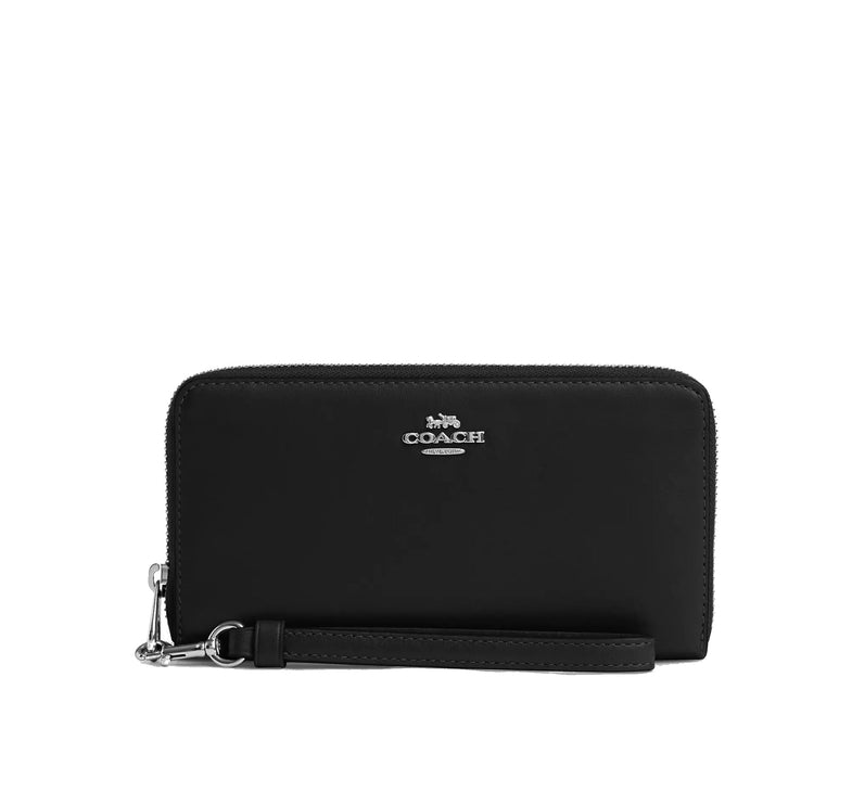 Coach Women's Long Zip Around Wallet Silver/Black