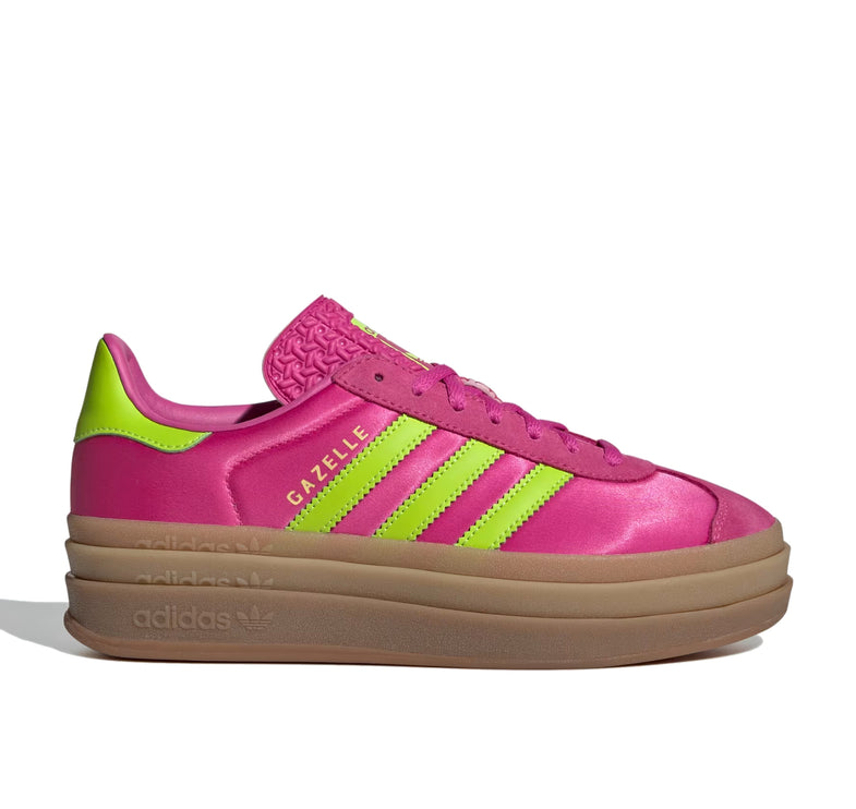 Adidas Women's Gazelle Bold Semi Lucid Fuchsia/Solar Slime/Gold Metallic JI2705