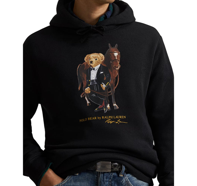 Polo Ralph Lauren Men's Polo Bear Fleece Hoodie Polo Black
