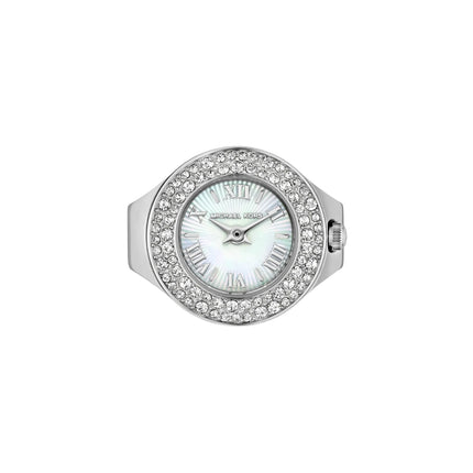 Michael Kors Women's Liliane Pavé Silver-Tone Ring Watch Silver MKO1303